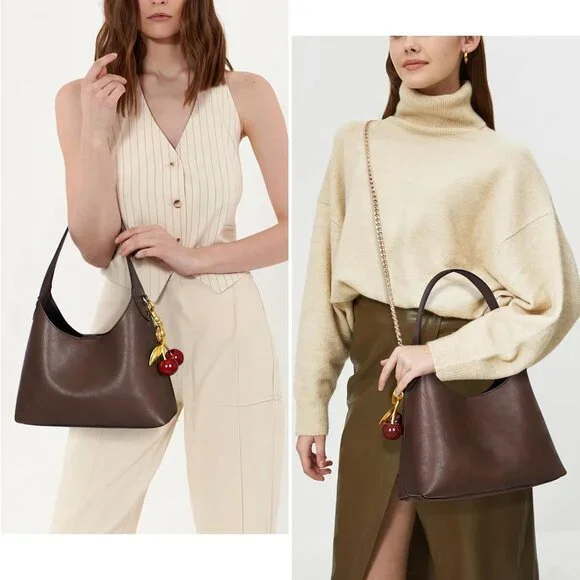 Trendy Small Cherry Hobo Bag with Detachable Shoulder Strap for All Occasions